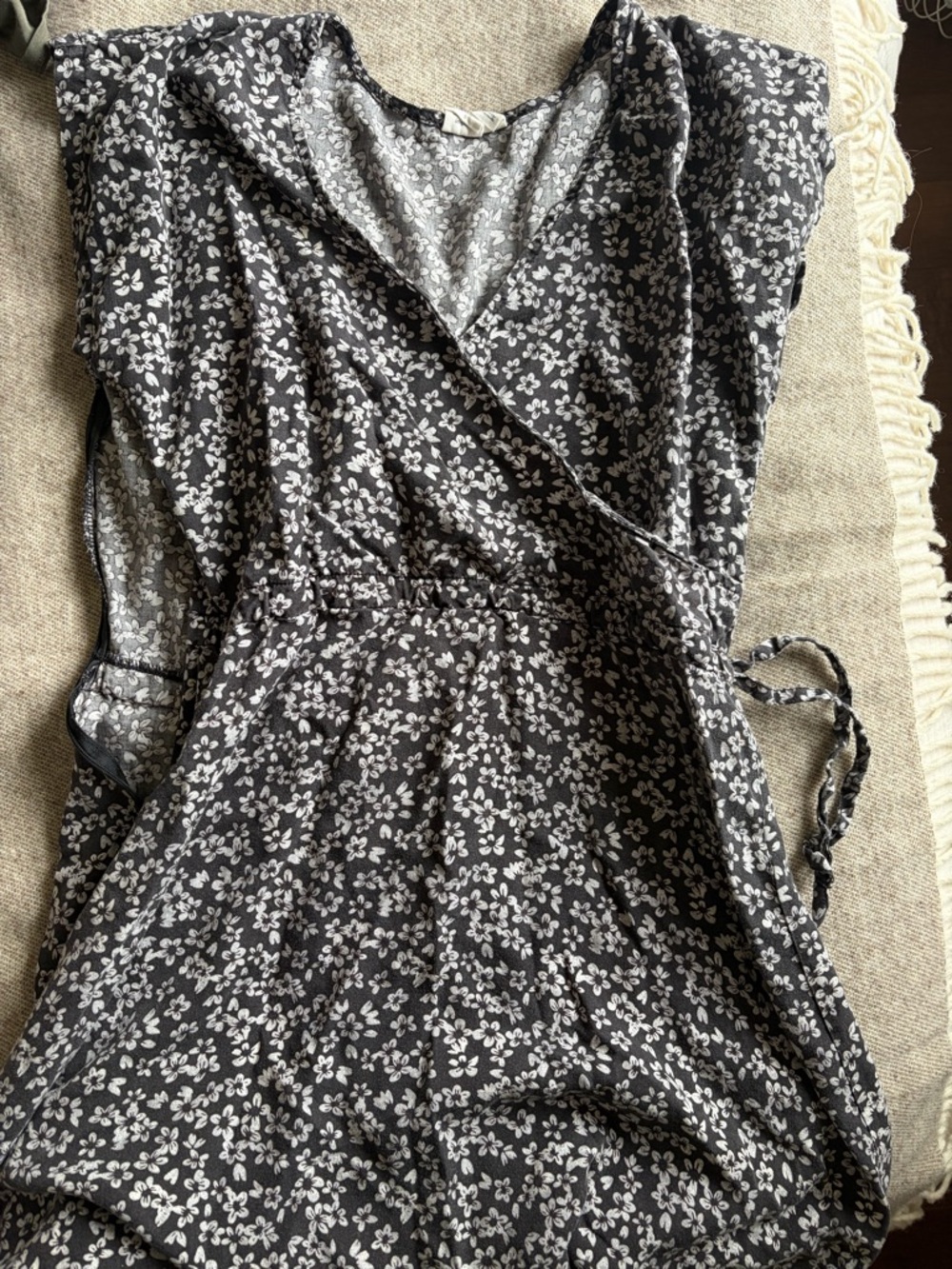 tentree Black and White Mini Wrap Dress